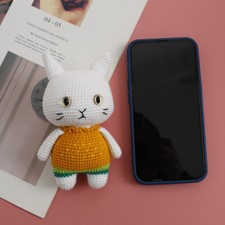 Handcrafted Yellow Cat Amigurumi Doll Gift for Her Figurine Decoration