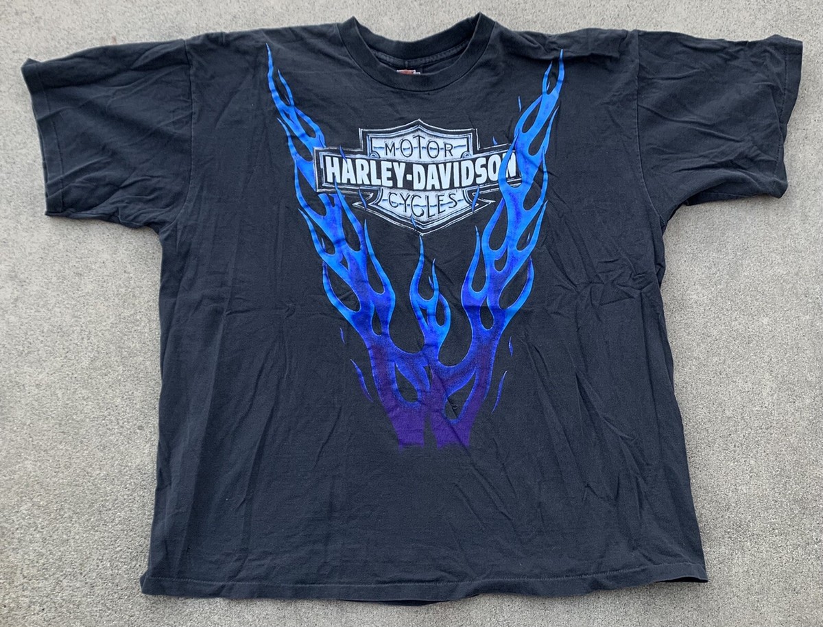vintage Harley Davidson blue flames 1993 90th anniversary t vintage Harley Davidson blue flames 1993 90th anniversary t