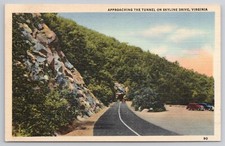 Approaching Tunnel Skyline Drive Virginia VA Unp Linen Postcard