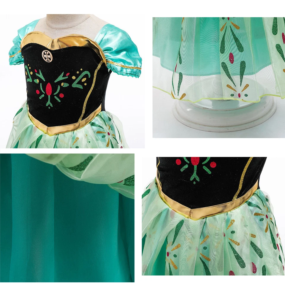 Girls Dresses Frozen Anna Fancy Dress Up Costume Princess Birthday Party Dress - Image 3 of 4