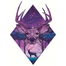 "Nature" Temporary Tattoo, Purple Elk, Deer