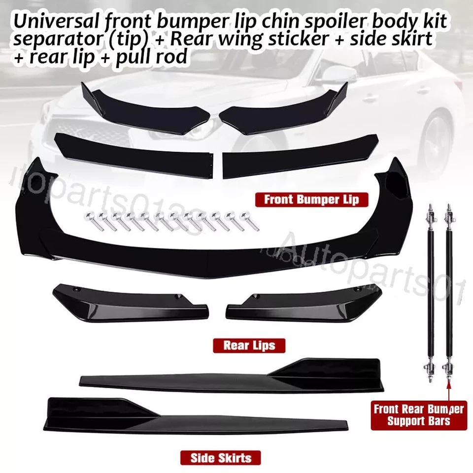For Mazda 323 Front Bumper Lip Splitter Rear Diffuser Side Skirts Strut Rods - Image 2 of 4