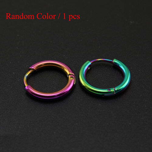 Unisex Titanium Steel Hoop Ear Ring Stud Earrings Mens Women Jewelry Punk Gift - Picture 12 of 20