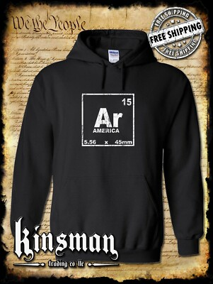 #ad AR 15 Periodic Table Symbol Hoodie 2nd Amendment Gun Rights USA America 5.56 $32.95