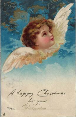 Tuck Art Postcard #1781 ''Christmas'' Artist E. Clapsaddle? Angel in Heaven 1903