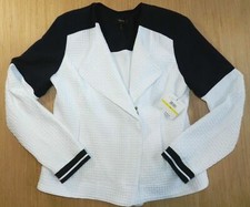 Women's Jacket RAFAELLA size MEDIUM navy white blazer 100 NEW te94