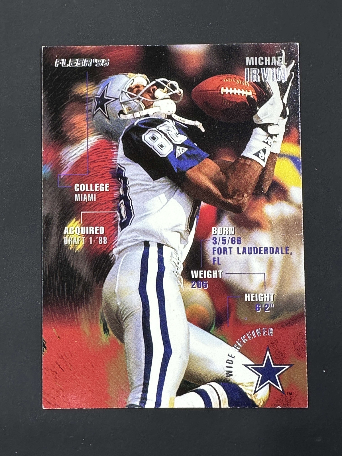 1995 Fleer Football Michael Irvin Cowboys Base Card 92