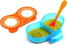 Mommy's Helper Perfect Feeder Divided Feeding Bowl with Comfort Grip, Blue-New Q