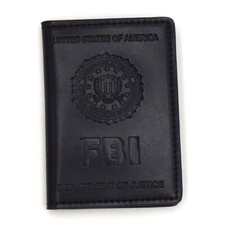 Leather Wallet Driving License ID Card Holder Case  FBI Stamp