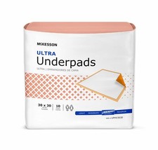 McKesson Ultra Underpad, 30 x 30 Inch, Disposable Fluff/Polymer, Bag of 10