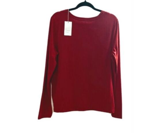 Women's Red SUPIMA Cotton Crew Neck Long Sleeve - A New Day T-Shirts Sizes S/M/L - Picture 2 of 13