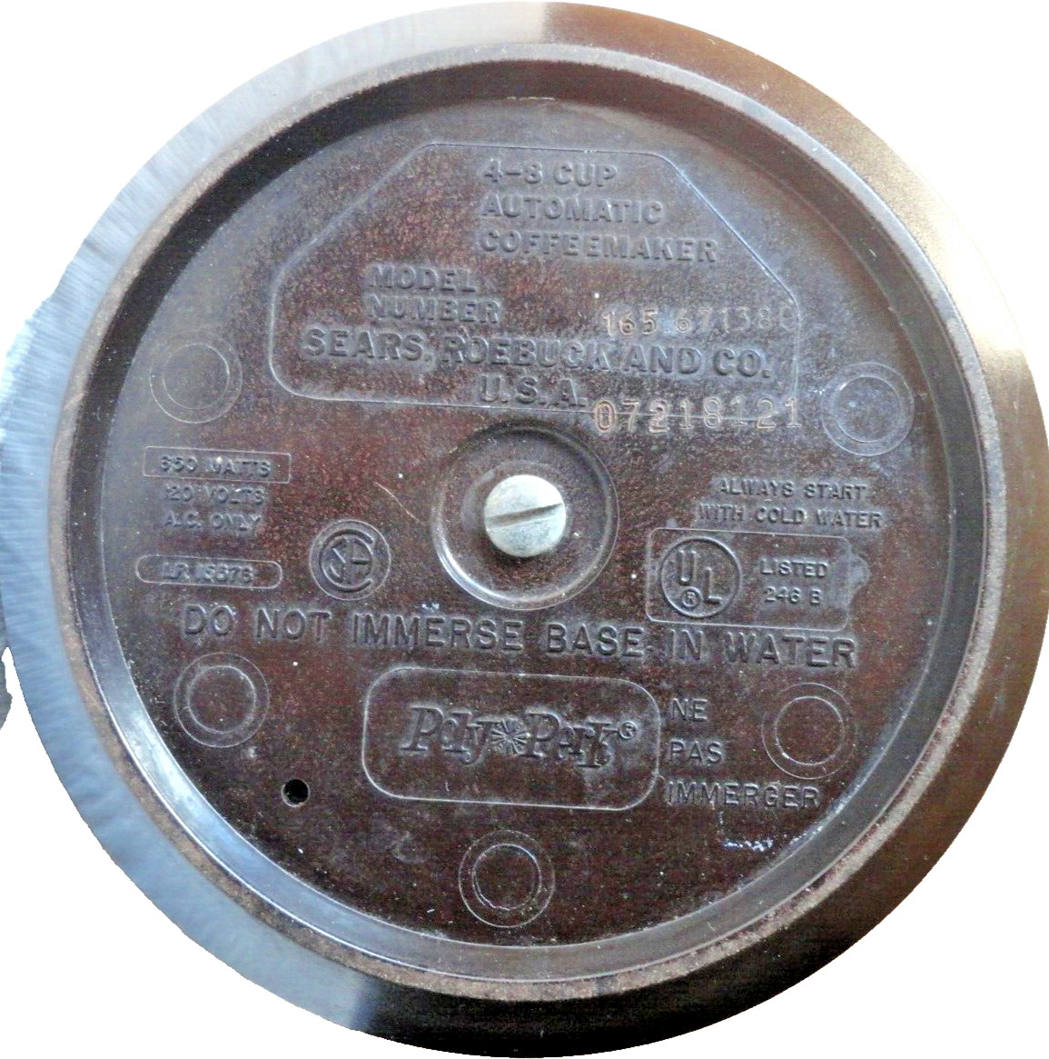 Power Cord for Sears Poly Perk Coffee Percolator Model 165.671380 (2pin 36")