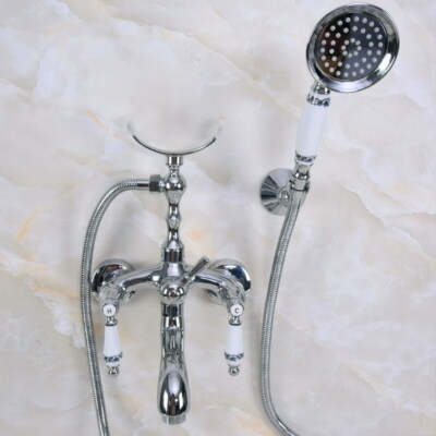 Chrome Brass Bathroom Faucet Set Tub Handheld Shower Hot And Cold Tap Kit 2na246