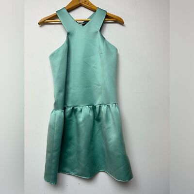 TIBI Halter V-Neck light Teal Green Sleeveless Fi-Flare Mini Dress size 6 | eBay TIBI Halter V-Neck light Teal Green Sleeveless Fi-Flare Mini Dress size 6 | eBay