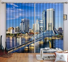 3D Modern City ZHUA2546 Photo Curtain Window Blockout Fabric Amy 2023