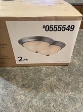 Project Source 0555549 2 Ceiling Light Flush Mount 13" Round Brushed Nickel
