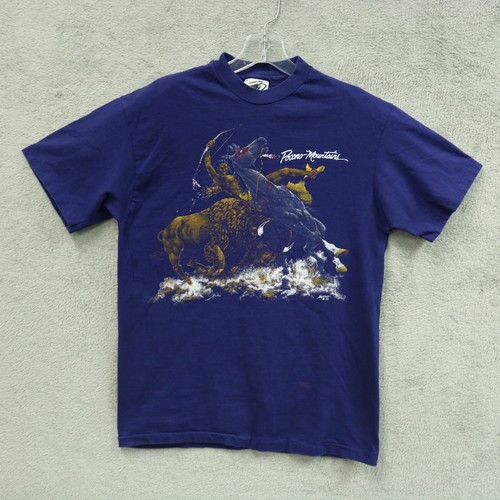Hanes Single Stitch Shirt Mens Medium Pocono Mountains Buffalo Indian Art 1990s