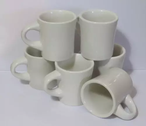 Vintage Buffalo China Restaurant Ware Mugs Ironstone Set of Six