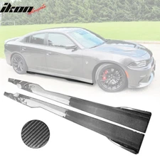 Fits 12-23 Dodge Charger SRT Side Skirts Rocker Panels PP - Carbon Fiber Print