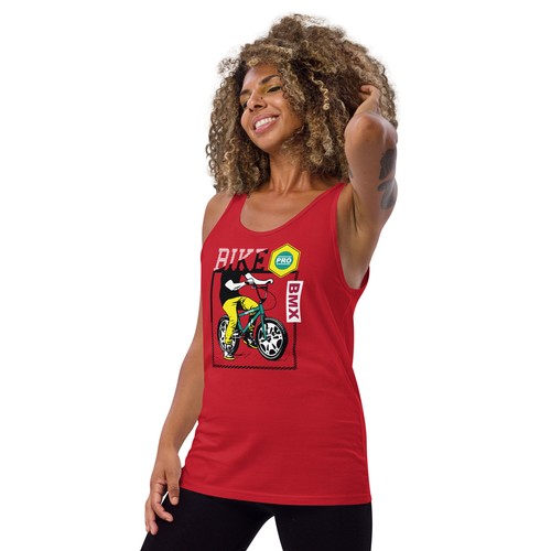 BMX Bike Rider Graphic Tank Top | Retro Unisex Cycling Shirt Gift Idea - Picture 7 of 19