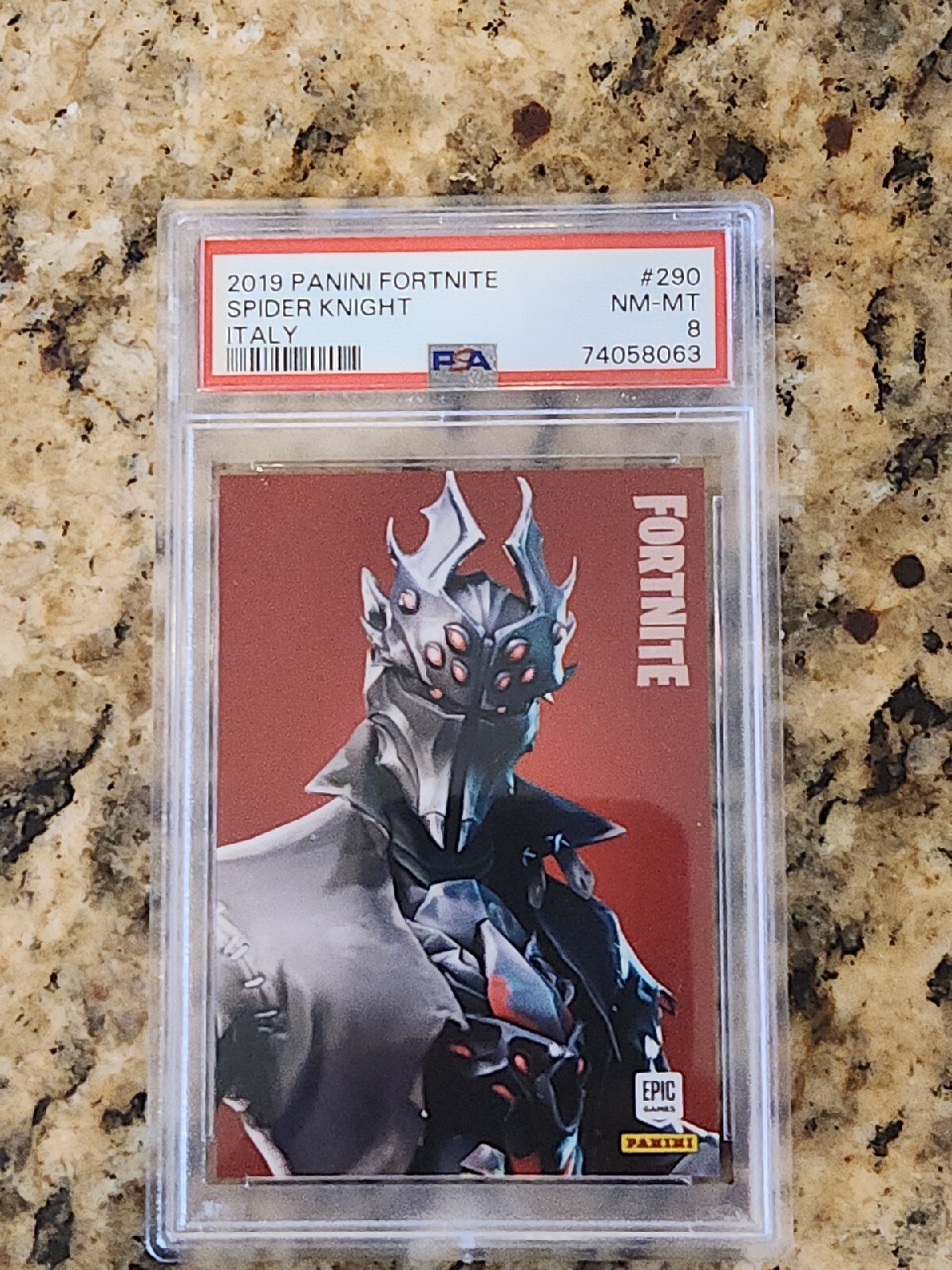 2019 Panini Fortnite 290 Spider Knight PSA 8 Legendary Skin