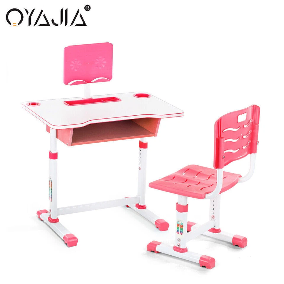 OYAJIA Verstellbar Kinderschreibtisch Kinder Studiertisch & Stuhl mit LED Wjhihi - Bild 2 von 4