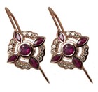 E199 Genuine 9K or 18K Yellow / Rose Gold Natural Ruby & Diamond Halo Earrings