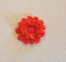 Crochet Orange 2-Layered Mum Flower Applique X-Small Sewing