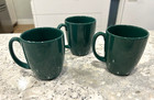 SET OF 3 CORELLE DARK HUNTER GREEN 12 OZ STONEWARE COFFEE MUGS — photo 2