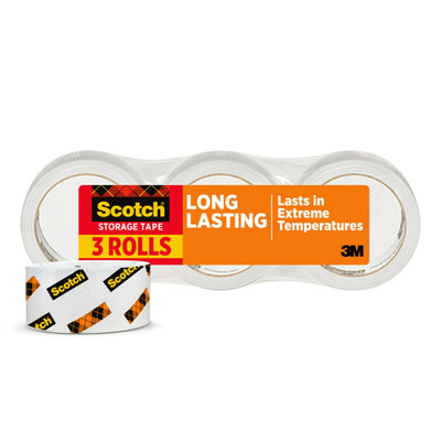 Scotch Long Lasting Storage Packaging Tape 3 Rolls Strong UV Resistant Seal