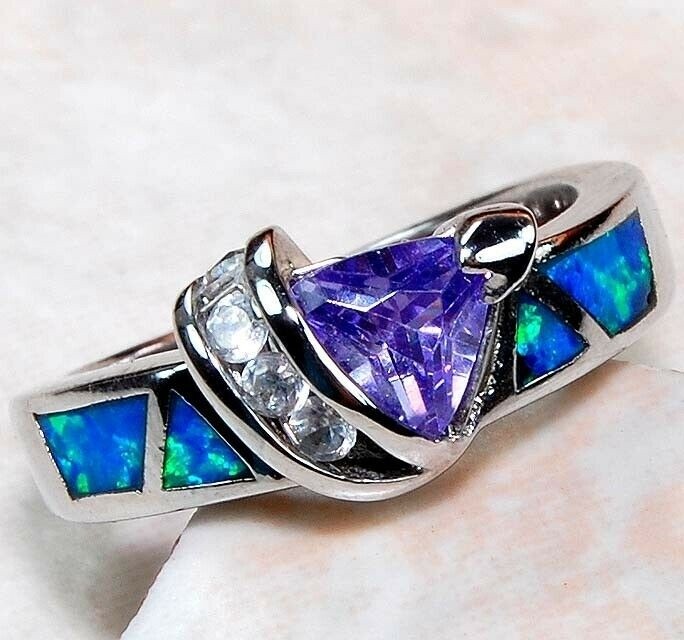 1CT Amethyst 925 Solid Genuine Sterling Silver Ring Sz 7 GA3-3