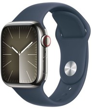 Apple Watch Series 9 GPS Cellular 41mm Edelstahl Smartwatch Silber Band Blau