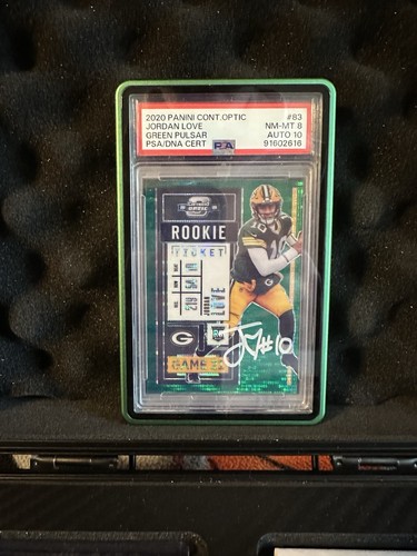 2020 Optic Jordan Love Rookie Ticket Green Pulsar In-Person Auto PSA 8 Auto 10!!