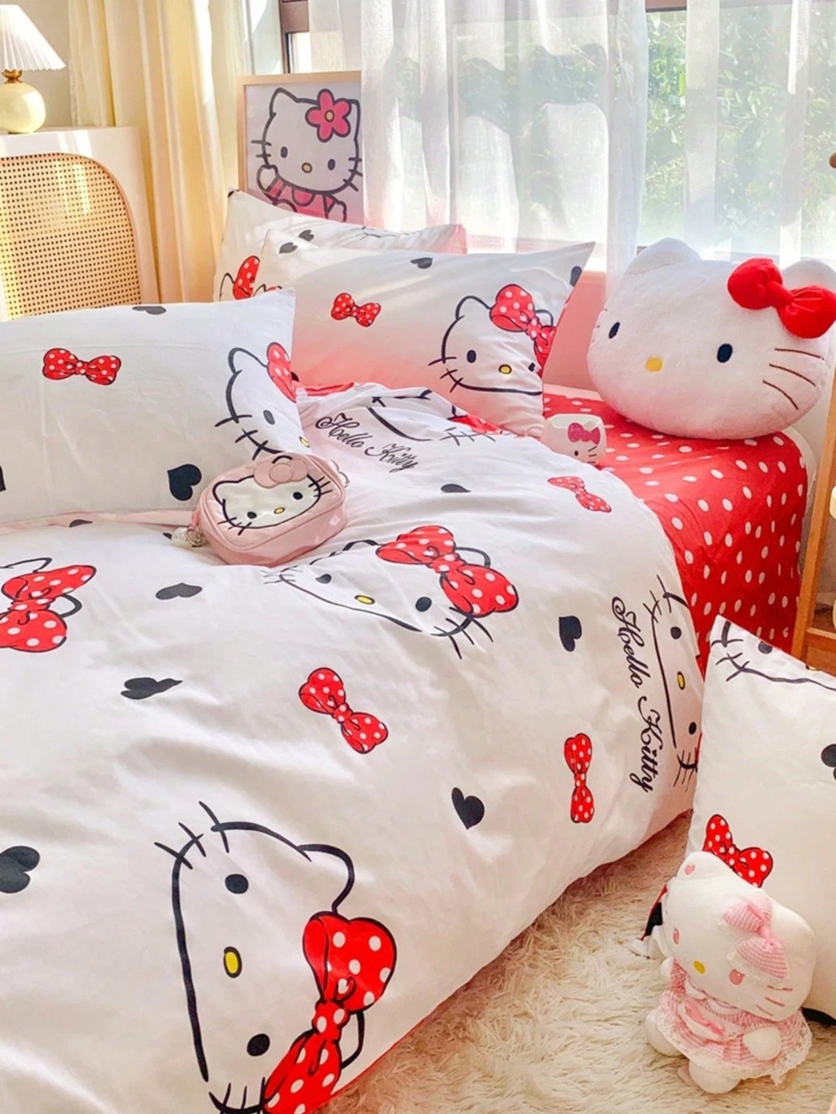 Hello Kitty Queen Size Comforter Duvet Cover Set
