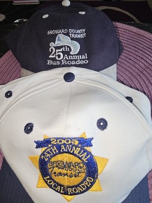 TWO Transit Bus Rodeo Hats.  2005 & 2006.  Broward County FL BCT.  