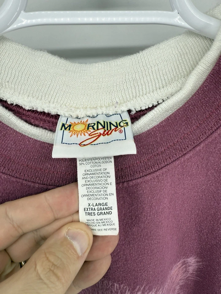 Sudadera De Colección Morning Sun Rosa Blanco Gato Estampado Puff Cuello Abuela XL Foto 4 de 4