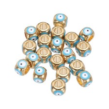 20Pcs Enamel Evil Eye Beads, 9x7mm Loose Large Hole Charm for Making, Sky Blue