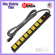 20Amp Power Strip Surge Protector Durable Metal 8-Outlets with Heavy Duty 20 ...