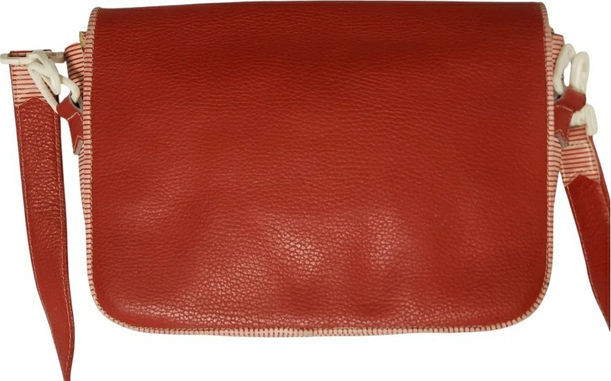 Cartera De Colección MCM Saks Quinta Avenida Rayas Rojas Italia Cuero Náutico Necesita Reparación. Foto 4 de 4