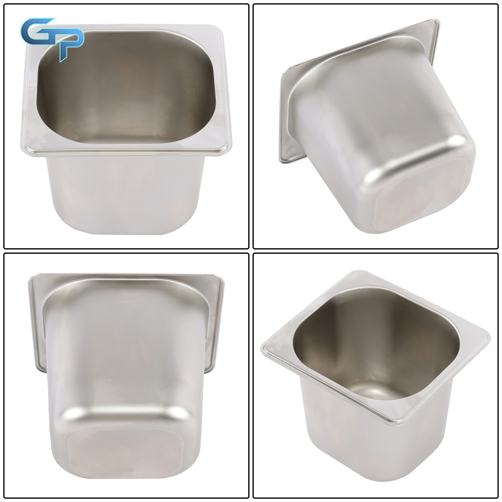 4 Pack 1/6 Size 6 Inch Deep Stainless Steel Hotel Pans - Commercial Food Pans