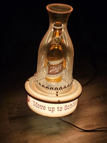 VINTAGE 1959 788A SCHLITZ BEER BOTTLE WALL SCONCE LIGHT MOVE UP TO SCHLITZ