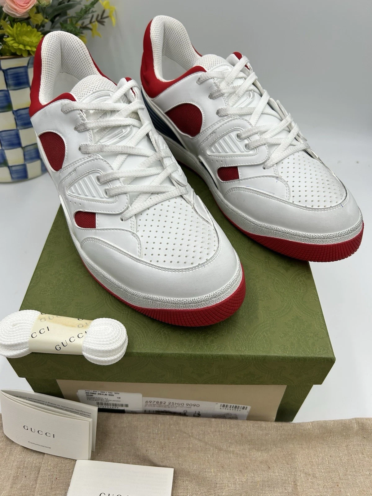 Baskets basket homme Gucci Demetra cuir taille 13 made in Italy