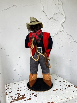 Vintage Apfelkopf Puppe Cowboy Figur 70er Jahre Volkskunst von B.C Künstler