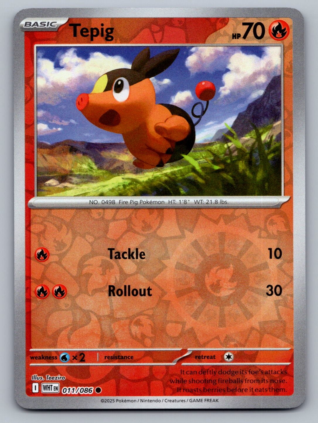 Pokemon TCG SV: White Flare Tepig 011/086 Reverse Holo