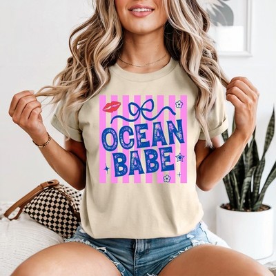 Ocean Babe Damen T-Shirt Küstenstil Strand Urlaub Geschenk für Sie