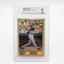 1987 Topps Barry Bonds Baseball Rookie Card #320 BGS 6 EX-MT Pittsburgh Pirates. rookie card picture