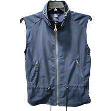 Equestrian Style Vest Womens Small Navy Blue Gold Accents Horse Bit Detail