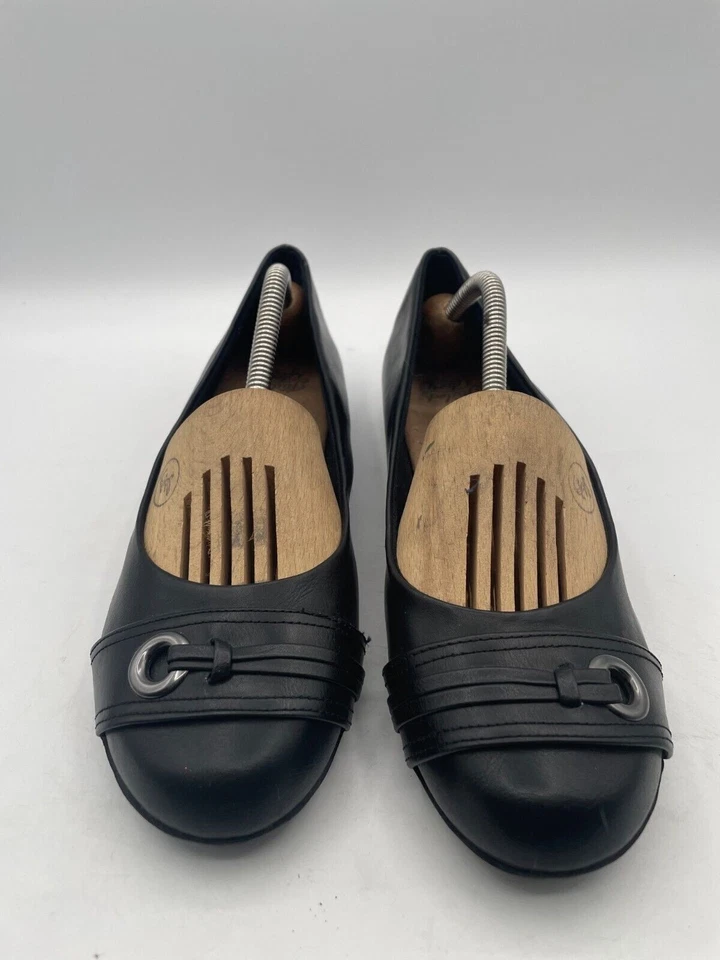 Mocasines Faded Glory para mujer talla 8 de cuero negro sin cordones zapatos cómodos planos Foto 2 de 4