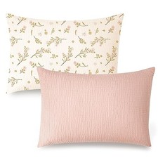 Muslin Toddler Pillowcase for 13x18 Pillow, 2 Pack Soft Pink, Floral