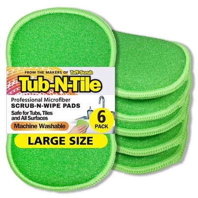 Tub-N-Tile by Tuff-Scrub Original Scrub-N-Wipe Cleaning Sponge Pads, Large 6-PK